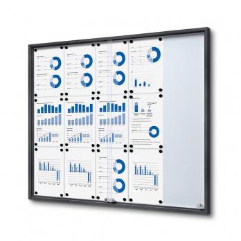 Interiérová vitrína 15 x A4 SLIM, posuvné dvere, plech, antracit